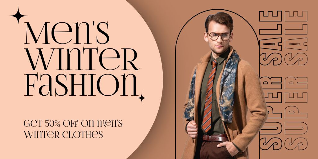 Discount Offer for Winter Mens Fashion Collection Twitter Šablona návrhu