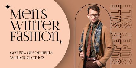 Plantilla de diseño de Discount Offer for Winter Mens Fashion Collection Twitter 