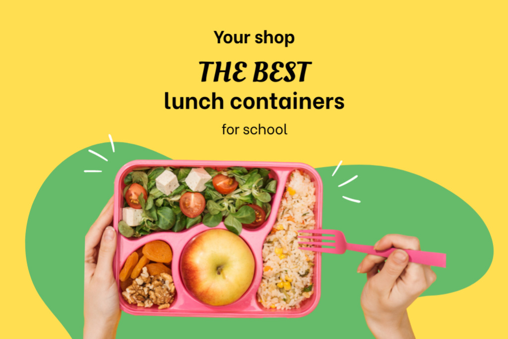 Szablon projektu Fresh School Food Digital Promotion In Containers Flyer 4x6in Horizontal