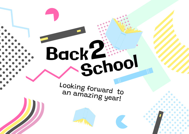 Back to School Announcement with Abstract Pattern Card Design Template