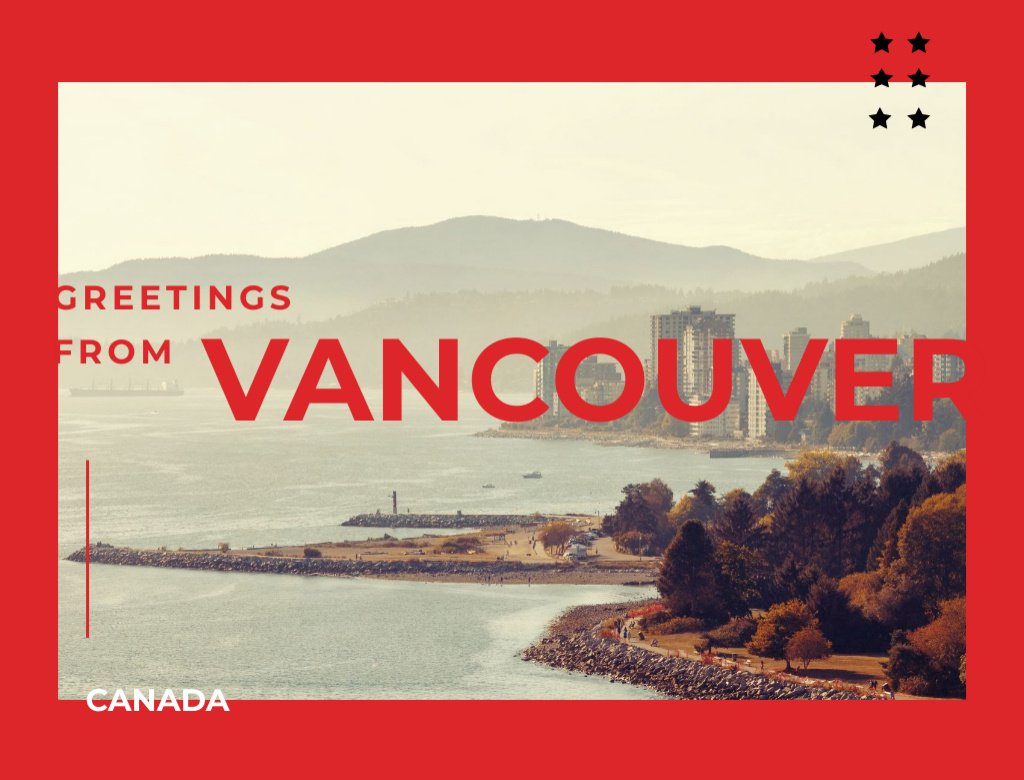 Vancouver city view Postcard 4.2x5.5in Design Template