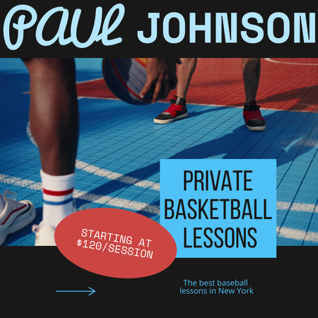 Designvorlage Private Basketball Lessons Offer für Animated Post