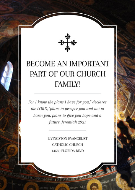 Church Invitation Old Cathedral View Flayer Design Template