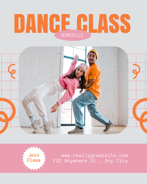 Promotion of Dance Classes with People dancing Hip Hop Instagram Post Vertical Design Template