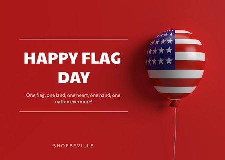 Flag Day Celebration Announcement with Balloon Card Design Template