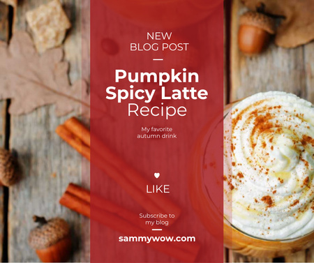 Pumpkin spice latte recipe Facebook Πρότυπο σχεδίασης