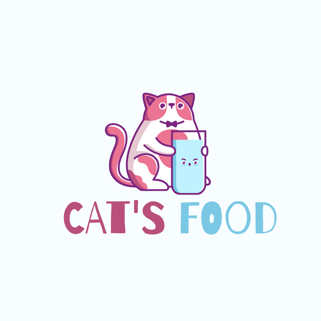 Emblem of Food Shop for Cats Logo Design Template