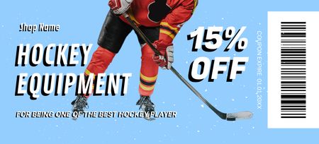 Clearance & Discount Hockey Equipment Coupon 3.75x8.25in Design Template