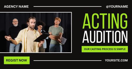 Designvorlage Ankündigung der Registrierung für Schauspieler-Auditions für Facebook AD