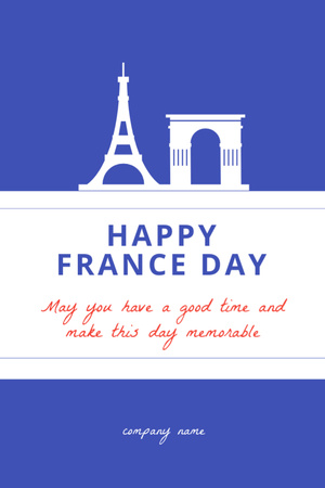 National Day of France Postcard 4x6in Vertical Design Template