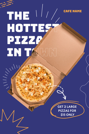 Herkullinen kuuma pizza laatikossa Pinterest Design Template