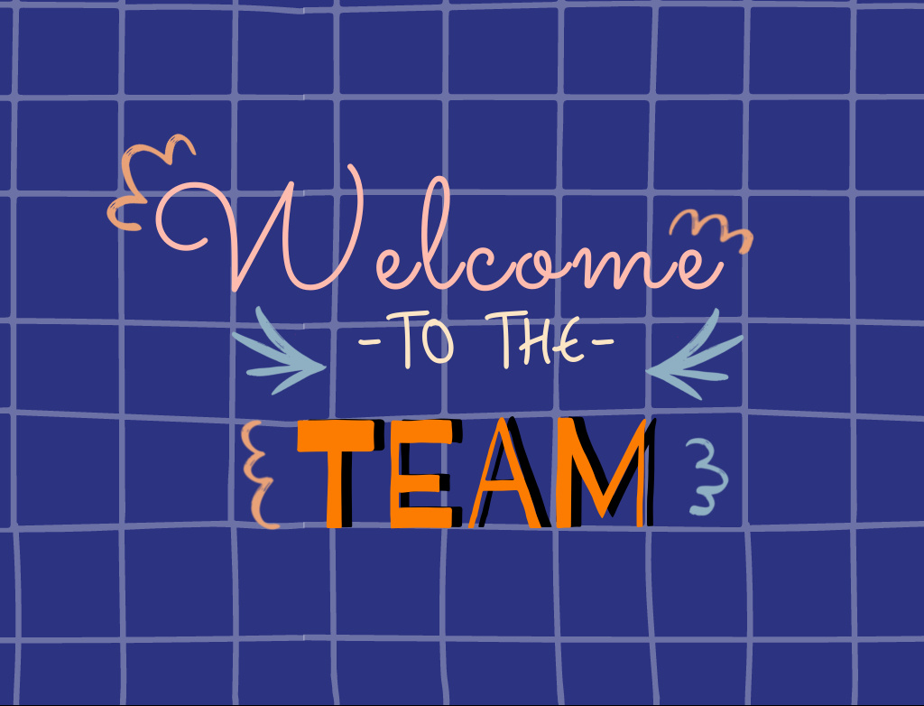 Welcome Doodle Phrase On Blue Postcard 4.2x5.5in – шаблон для дизайна
