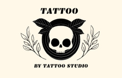 Tattoo Studio Service With Skull And Twigs