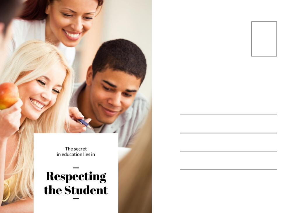 Inspirational Quote About Education And Respect Postcard 5x7in Design Template