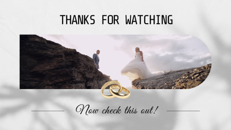 Plantilla de diseño de anillos de boda, y, recién casados, manos de valor en cartera YouTube outro 