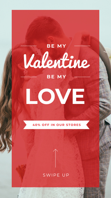 Valentines Offer with Newlyweds on Wedding Day Instagram Story Modelo de Design