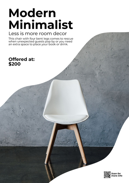 Designvorlage Modern Minimalist Furniture Grey and White für Poster