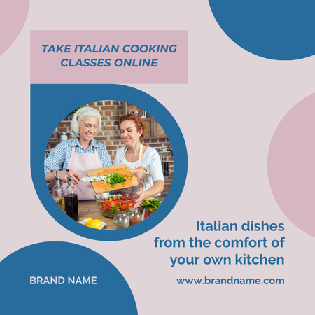 Online Italian Cooking Classes  Instagram Design Template