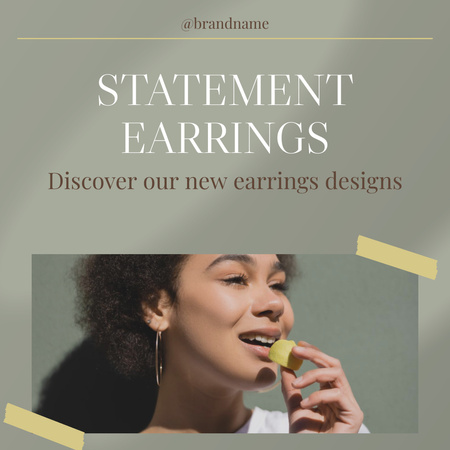 Designvorlage Statement-Ohrringe-Angebot mit afroamerikanischer Frau für Instagram