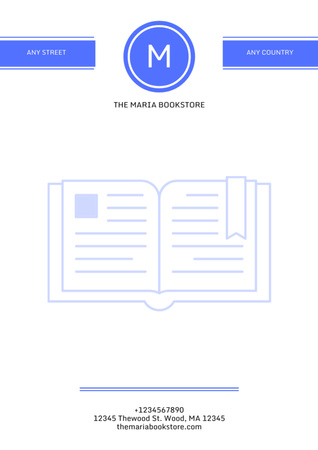 Plantilla de diseño de Anuncio de librería con icono de libro Letterhead 