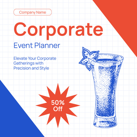 Event Planning with Cocktail Card Instagram AD Design Template