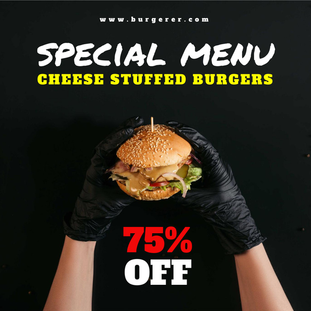 Burger Promo with Cheese Instagram Πρότυπο σχεδίασης