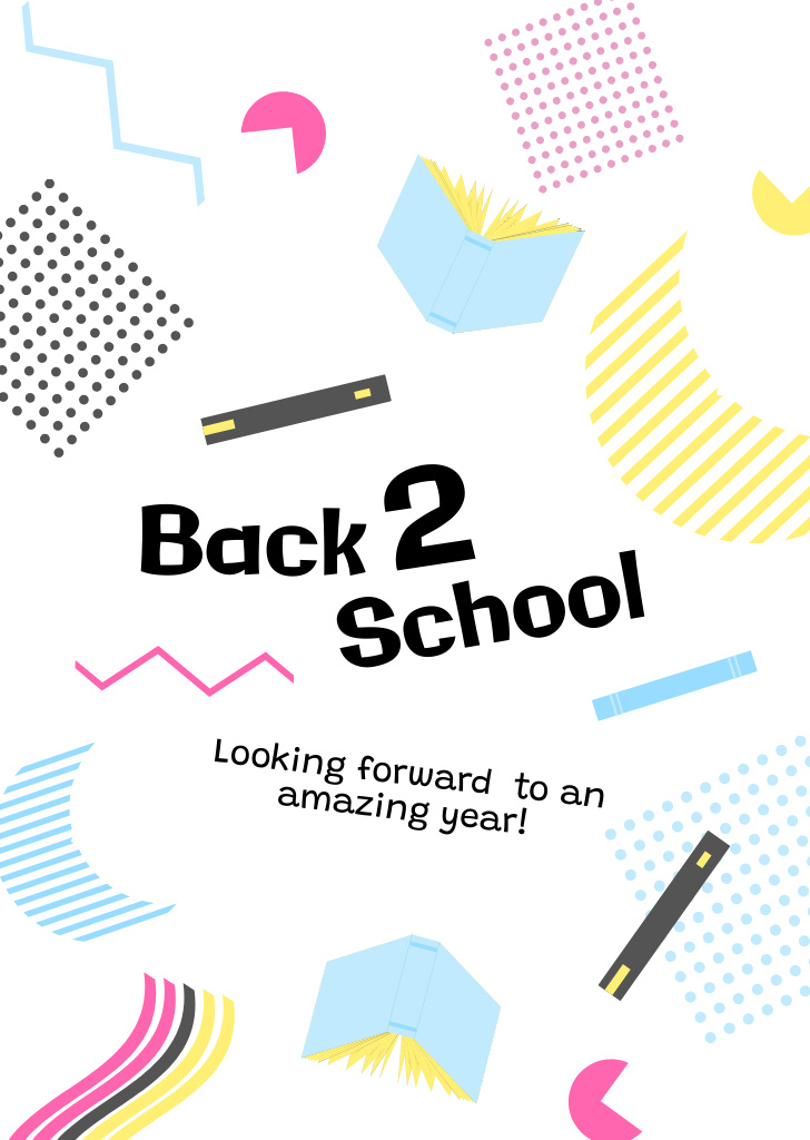 Best Wishes for Being Back to School Postcard A6 Vertical Design Template