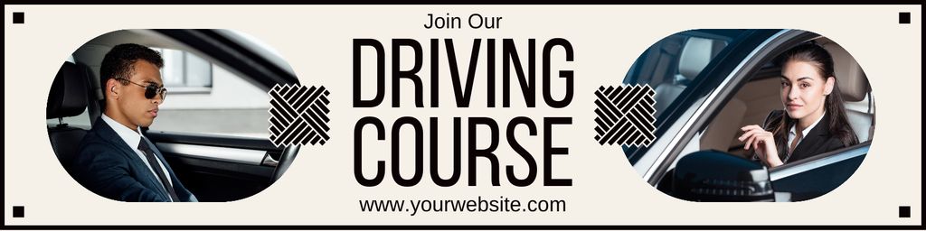 Designvorlage Expert-led Driving School Course Offer für Twitter