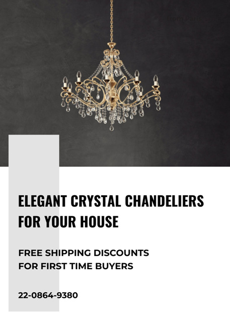 Elegant Crystal Chandelier Sale Offer Flayer Tasarım Şablonu