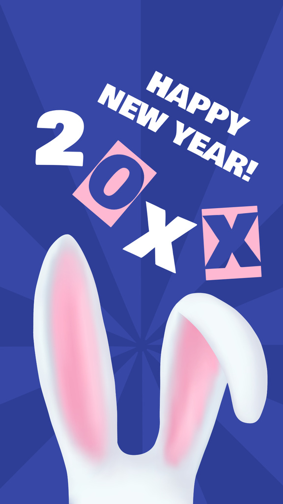 Cute New Year Greeting with Rabbit's Ears Instagram Story Tasarım Şablonu