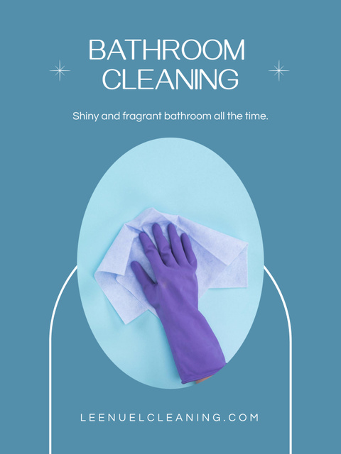Designvorlage Bathroom Cleaning Proposition on Blue für Poster 36x48in