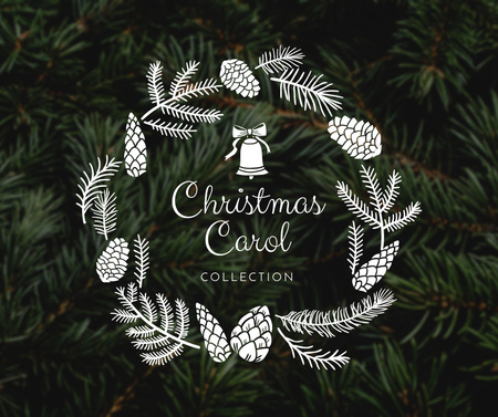 Christmas Festive Wreath and Bell Facebook Design Template
