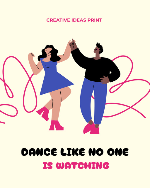Phrase about Dancing with Cute Couple Poster 16x20in Design Template