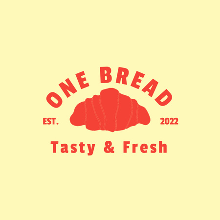 Designvorlage Bäckerei-Emblem mit hausgemachtem Brot und Croissant für Logo