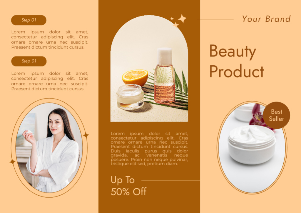Multiracial Women on Beauty Products Offer Brochure Tasarım Şablonu