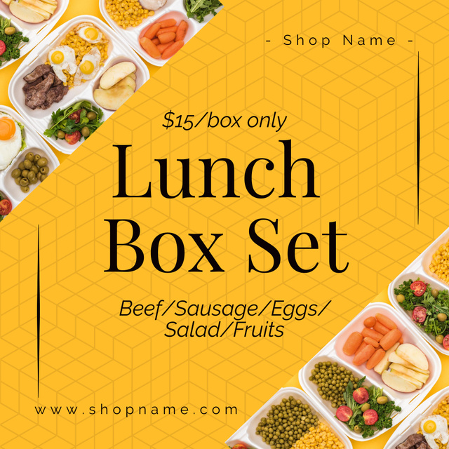 Designvorlage Lunch Box Set Offer on Yellow für Instagram