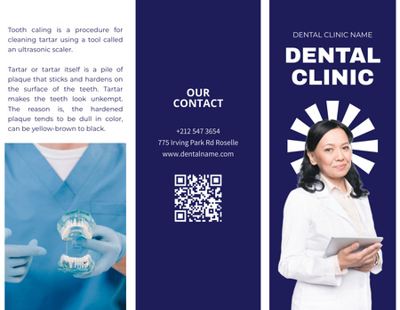 Ontwerpsjabloon van Brochure 8.5x11in van Tandheelkundige kliniekdiensten met professionele tandarts