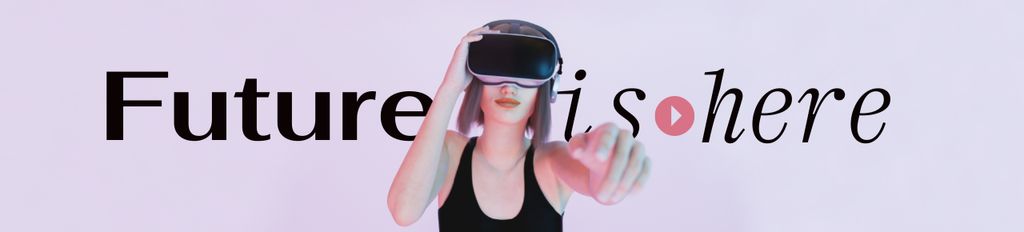 Ontwerpsjabloon van Ebay Store Billboard van Girl wearing Virtual Reality Glasses