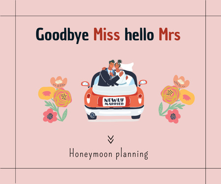 Honeymoon Planning Services Offer with Couple in Car Medium Rectangle Design Template