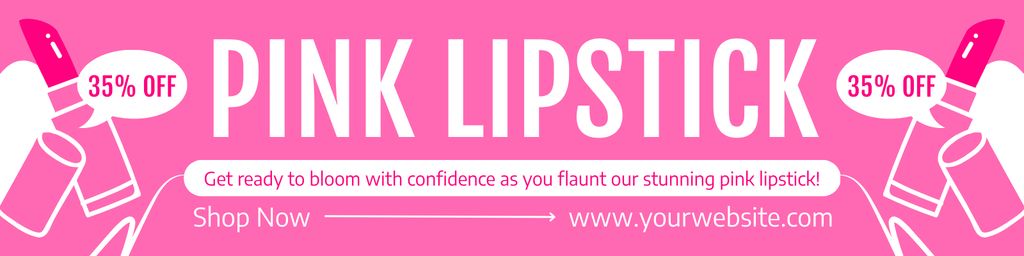 Ontwerpsjabloon van Twitter van Pink Lipsticks for Trendy Makeup