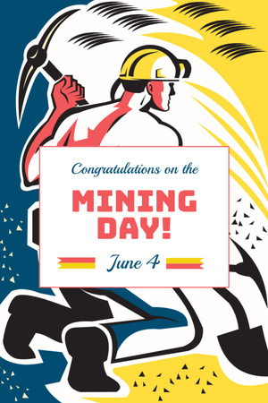 Mining Day Congratulations With Illustration Postcard 4x6in Vertical Design Template