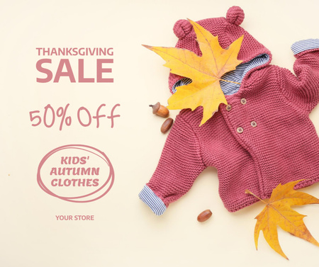 Designvorlage Verkauf von Kinderkleidung an Thanksgiving für Facebook