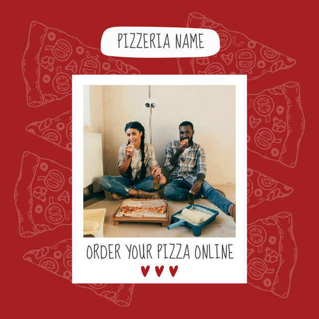 Ontwerpsjabloon van Instagram van Pizzeria Ad to Order Snack Online