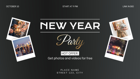 Πρωτοχρονιάτικο πάρτι με φωτογραφίες και πυροτεχνήματα Full HD video Πρότυπο σχεδίασης