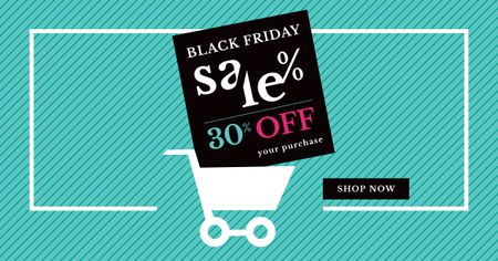 Black Friday Special Discount Offer with Shopping Basket Facebook AD Design Template