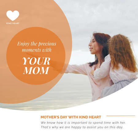 Mother and daughter by the sea on Mothers Day Animated Post Design Template