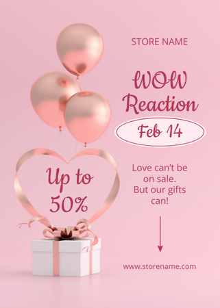 Plantilla de diseño de Venta especial de San Valentín con globos y regalo Flayer 
