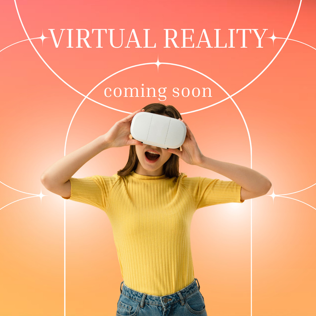 Modèle de visuel Virtual Reality Glasses Ad with Young Woman - Instagram