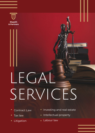 Legal Services Ad with Themis Statuette Flayer Design Template