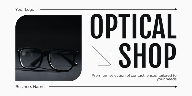 Selection of Premium Glasses in Optical Store Twitter Design Template